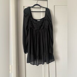 Black Long-Sleeve Babydoll Dress